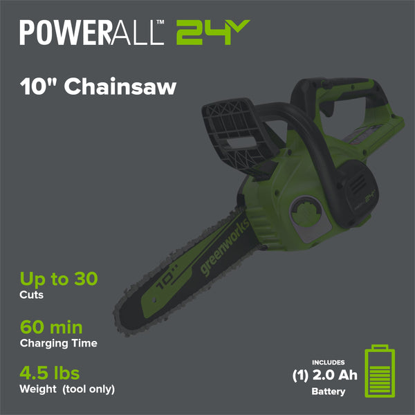 Greenworks CS24B210 Cordless Chainsaw 25.4cm 24V