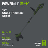 Greenworks ST24B217 Cordless Trimmer Kit 30.5cm 24V