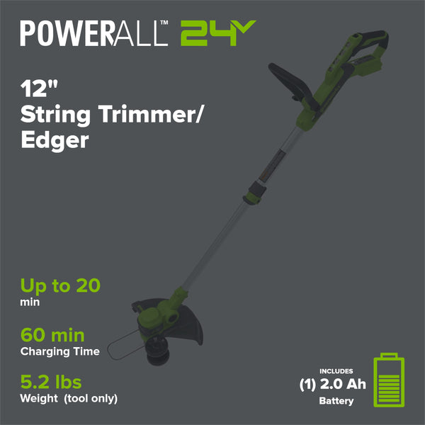 Greenworks ST24B217 Cordless Trimmer Kit 30.5cm 24V