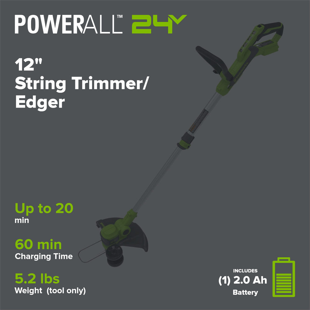 Greenworks ST24B217 Cordless Trimmer Kit 30.5cm 24V