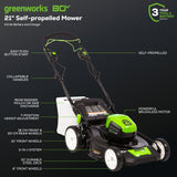 Greenworks LM2138S Cordless Mower Kit 53.3cm 80V 4.0Ah