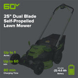 Greenworks MO60L427 Cordless Mower Kit 63.5cm 60V 4.0Ah