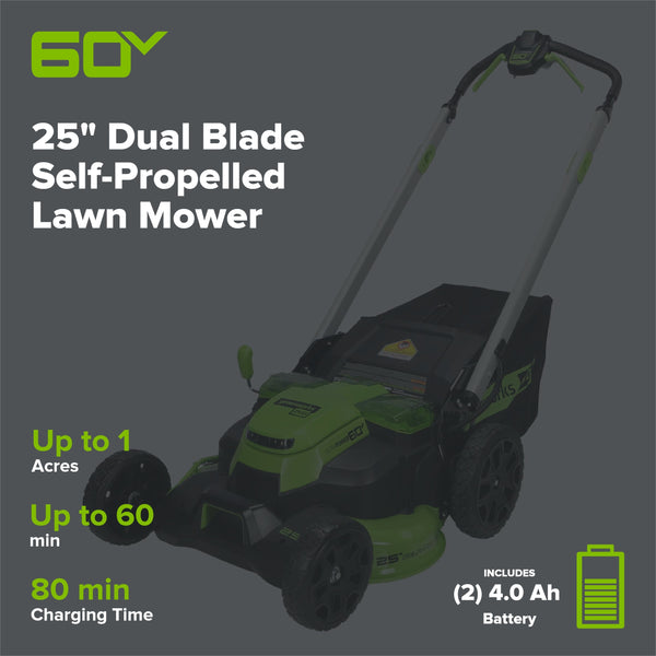 Greenworks MO60L427 Cordless Mower Kit 63.5cm 60V 4.0Ah