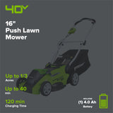 Greenworks LM1604 Cordless Mower Kit 40.6cm 40V