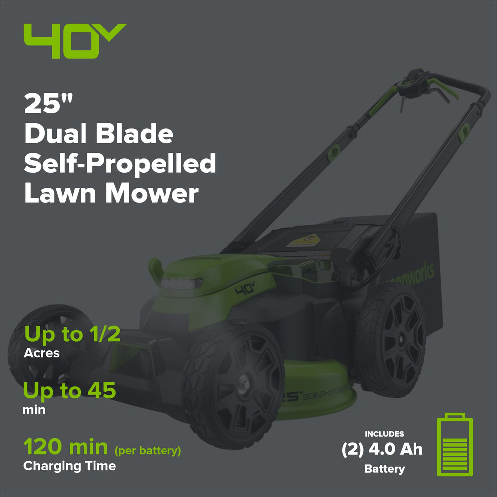 Greenworks MO40L515 Cordless Mower Kit 63.5cm 40V 4.0Ah