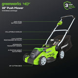 Greenworks LM1604 Cordless Mower Kit 40.6cm 40V