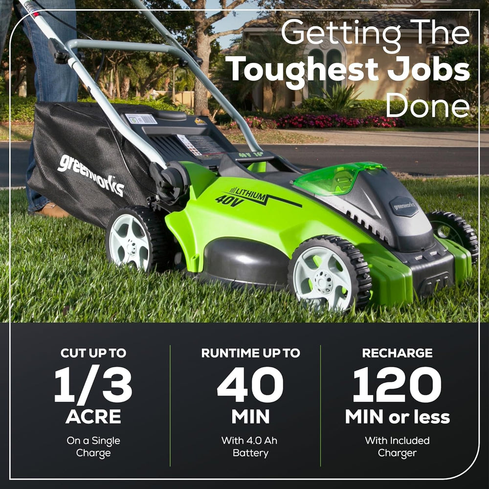 Greenworks LM1604 Cordless Mower Kit 40.6cm 40V