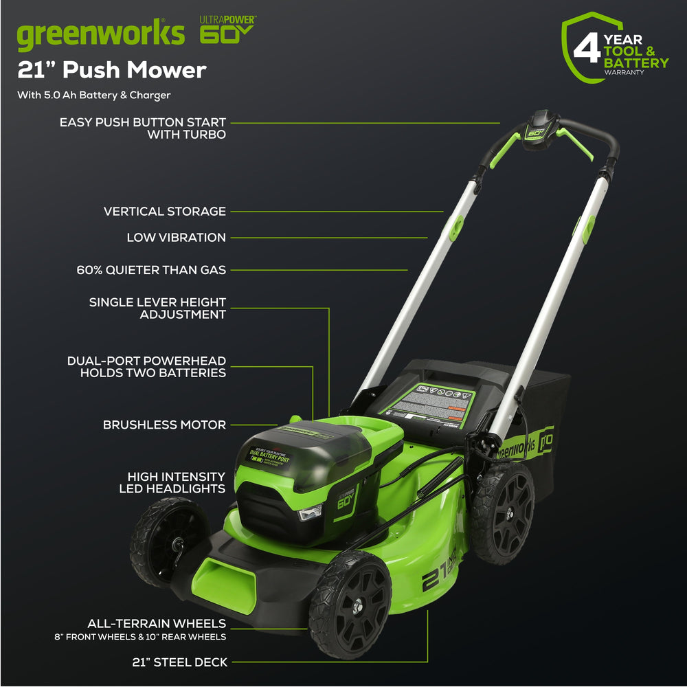 Greenworks MO60L516 Cordless Mower Kit 53.3cm 60V 5.0Ah