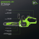 Greenworks CS24B210 Cordless Chainsaw 25.4cm 24V