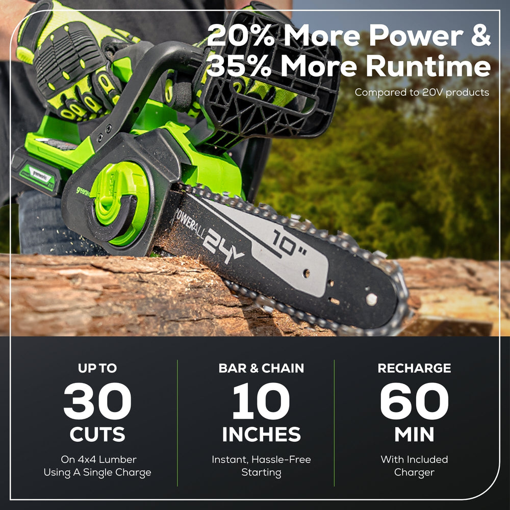 Greenworks CS24B210 Cordless Chainsaw 25.4cm 24V