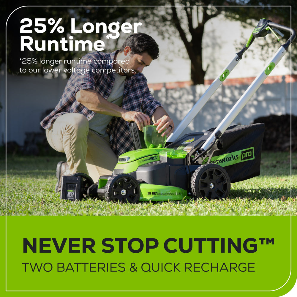 Greenworks MO60L427 Cordless Mower Kit 63.5cm 60V 4.0Ah